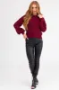 Maroon Long Sleeve Pointelle Detail Sweater sold by Lime Lush