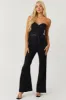 Black Strapless Flare Leg Jumpsuit with Belt sold by Lime Lush