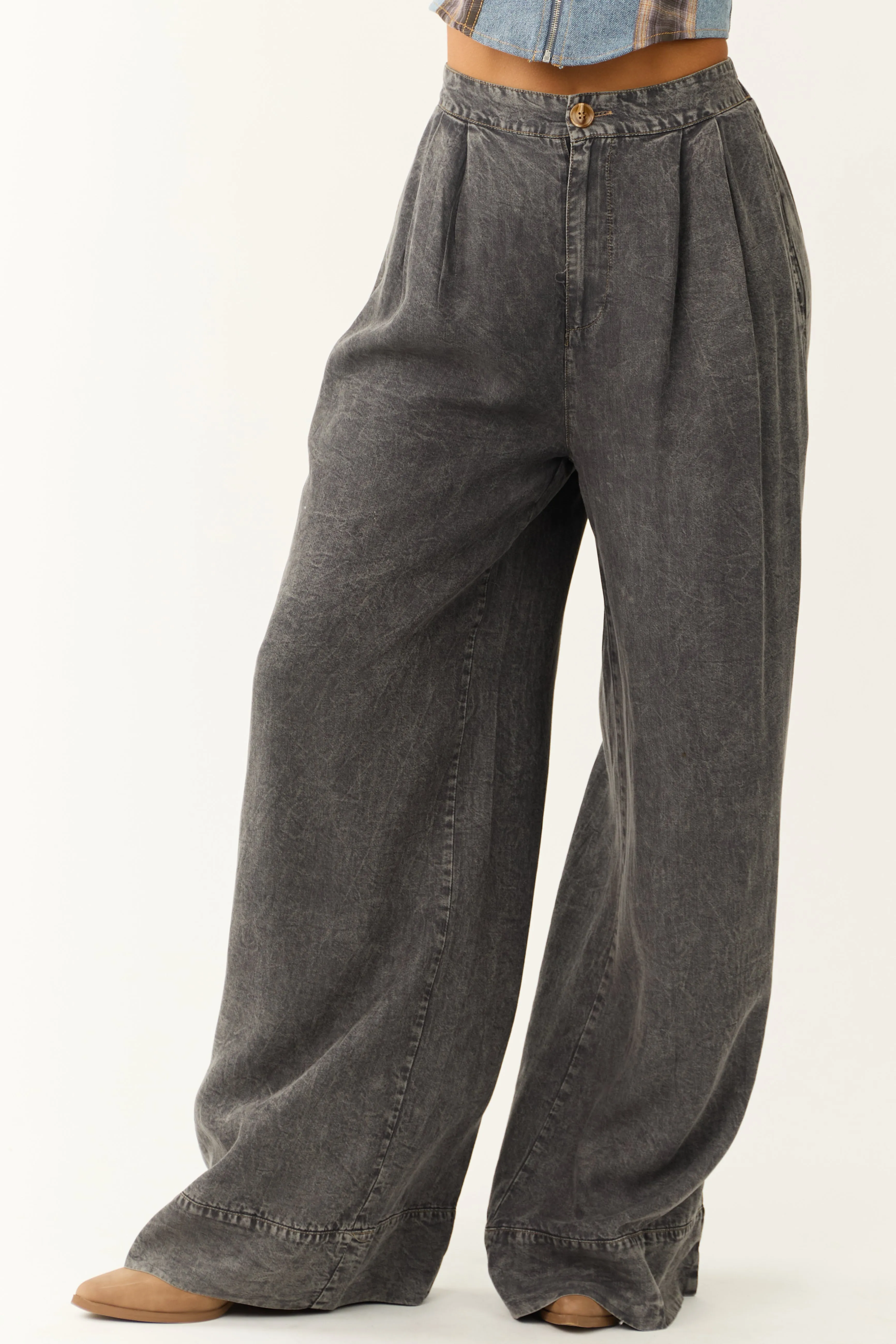 Graphite Washed Wide Leg Pants sold by Lime Lush product image thumbnail 2