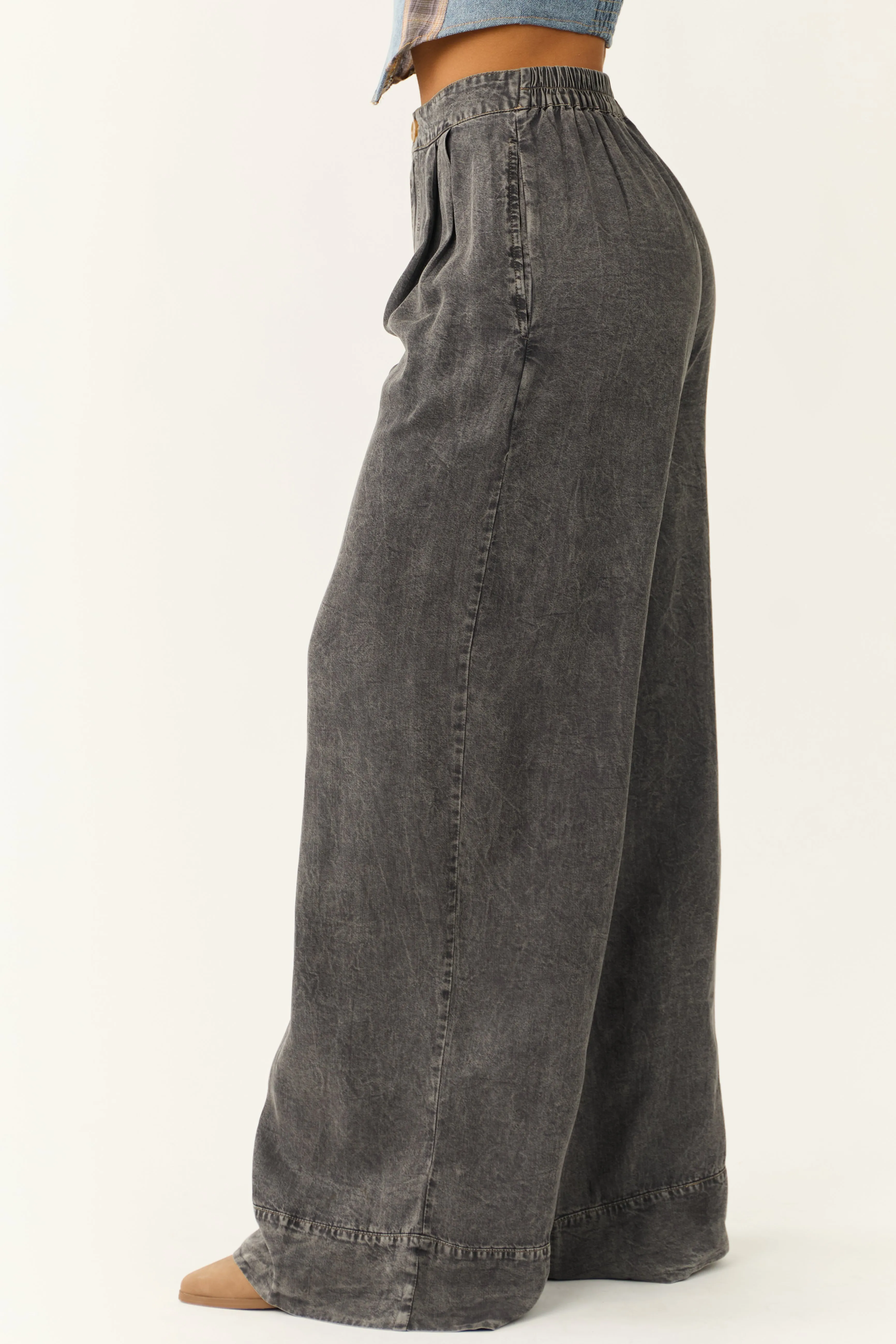 Graphite Washed Wide Leg Pants sold by Lime Lush product image thumbnail 3