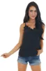 Black Lace Trim V Neck Woven Cami Tank Top sold by Lime Lush