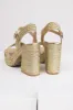 Gold Raffia Woven Open Toed Platform Heels sold by Lime Lush