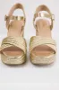 Gold Raffia Woven Open Toed Platform Heels sold by Lime Lush