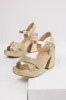 Gold Raffia Woven Open Toed Platform Heels sold by Lime Lush