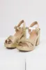 Gold Raffia Woven Open Toed Platform Heels sold by Lime Lush