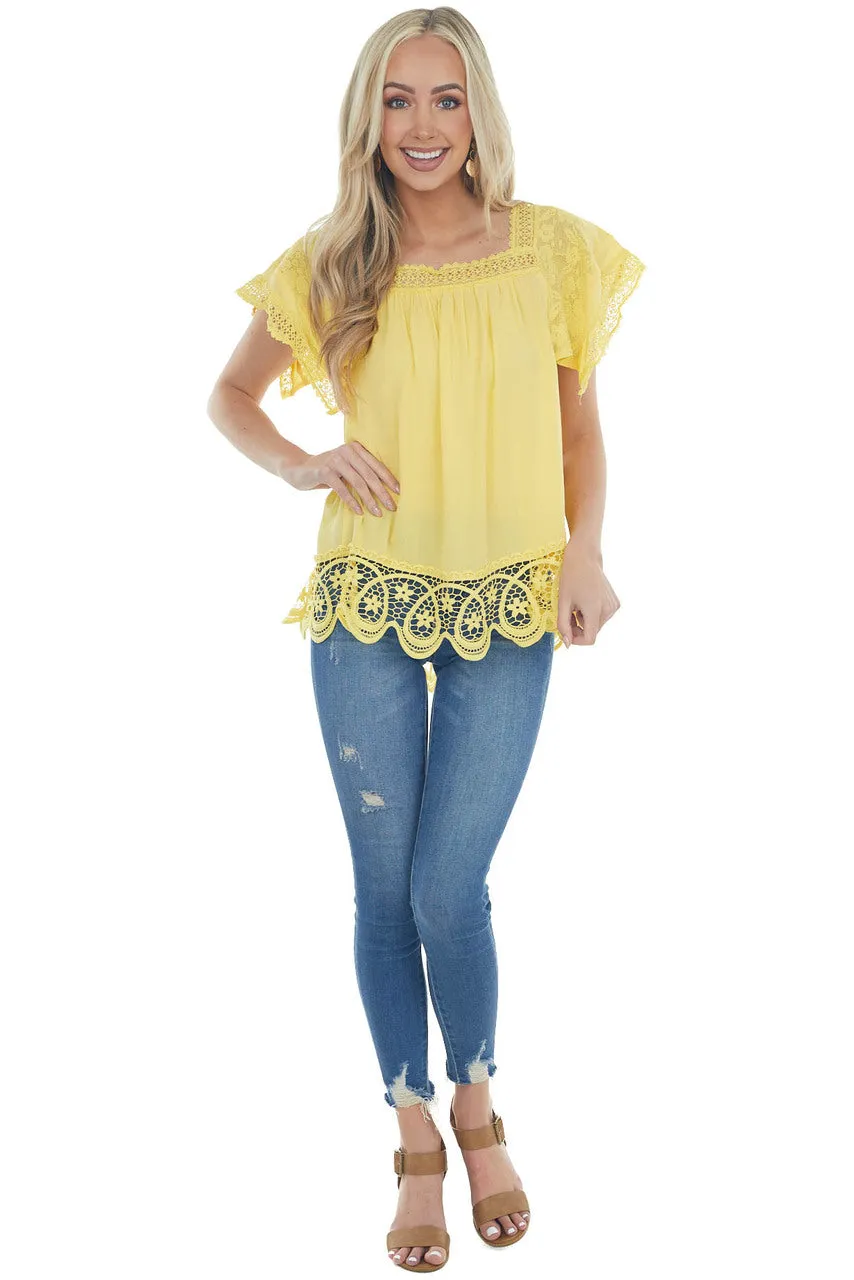 Sunshine Square Neck Scalloped Lace Blouse sold by Lime Lush product image thumbnail 4