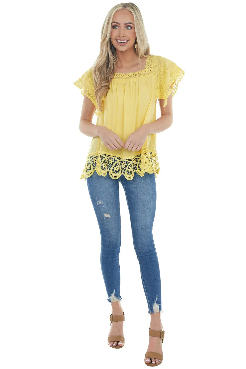 Sunshine Square Neck Scalloped Lace Blouse sold by Lime Lush product image thumbnail 3