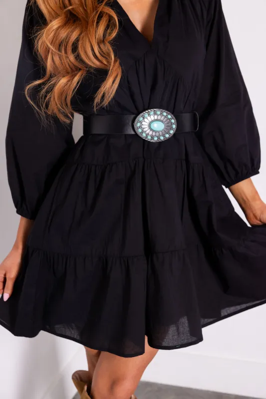 Black Turquoise Stone Buckle Western Belt sold by Lime Lush