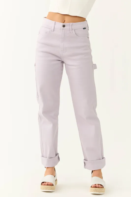 Cello Lavender Mid Rise Baggy Carpenter Jeans sold by Lime Lush