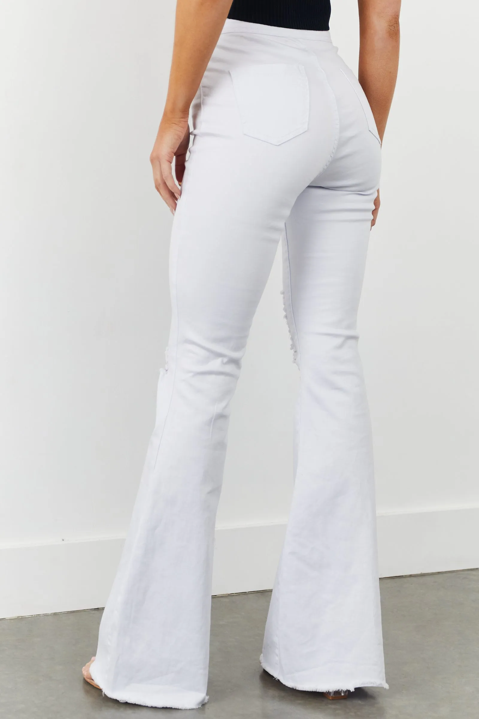 Denim Zone Hazel White High Rise Flare Jeans sold by Lime Lush product image thumbnail 4