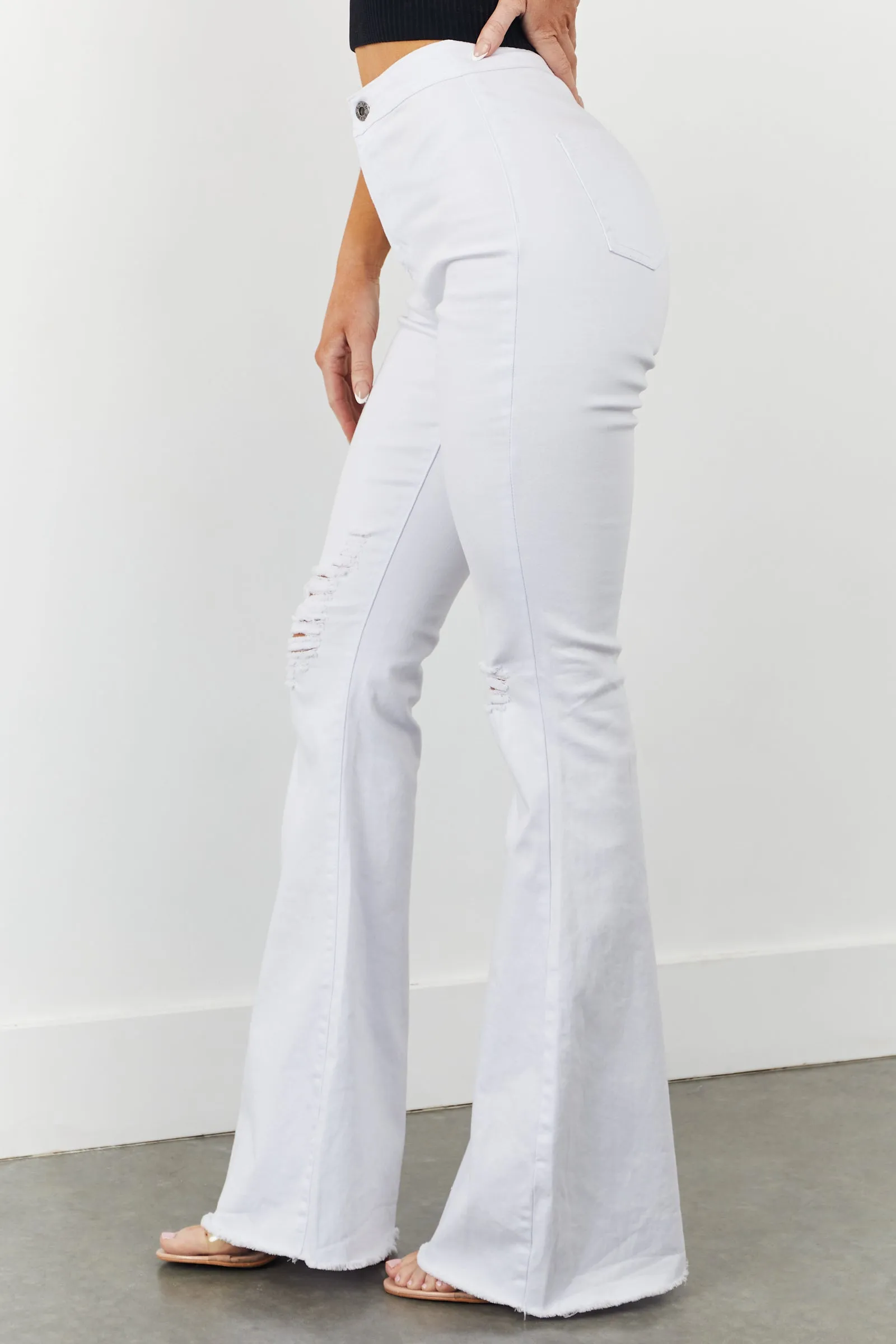 Denim Zone Hazel White High Rise Flare Jeans sold by Lime Lush product image thumbnail 3
