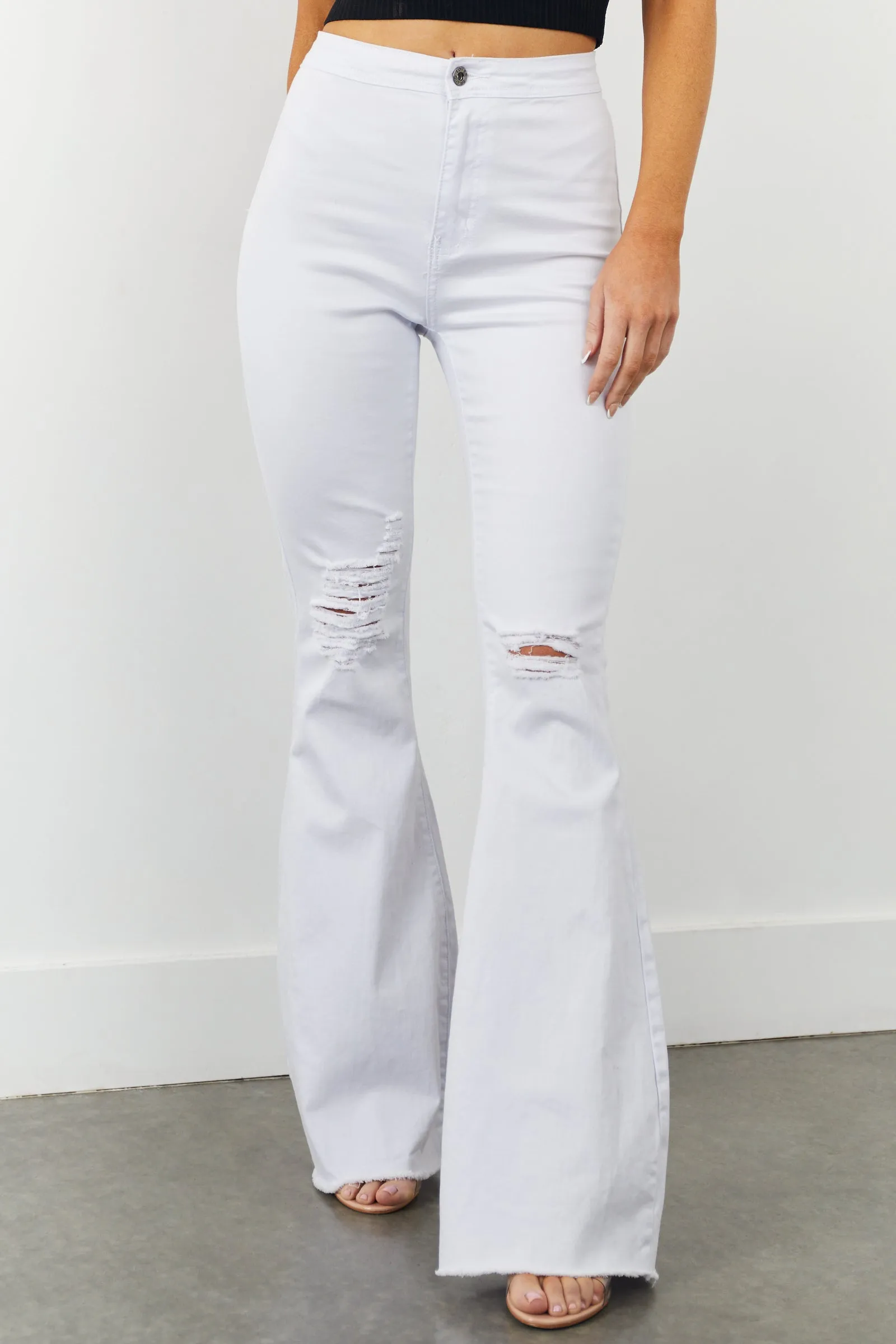Denim Zone Hazel White High Rise Flare Jeans sold by Lime Lush product image thumbnail 2
