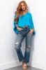 Special A Dark Wash Distressed Dad Jeans sold by Lime Lush