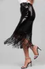 Black Sequin Fringe Hemline Midi Skirt sold by Lime Lush