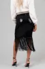 Black Sequin Fringe Hemline Midi Skirt sold by Lime Lush