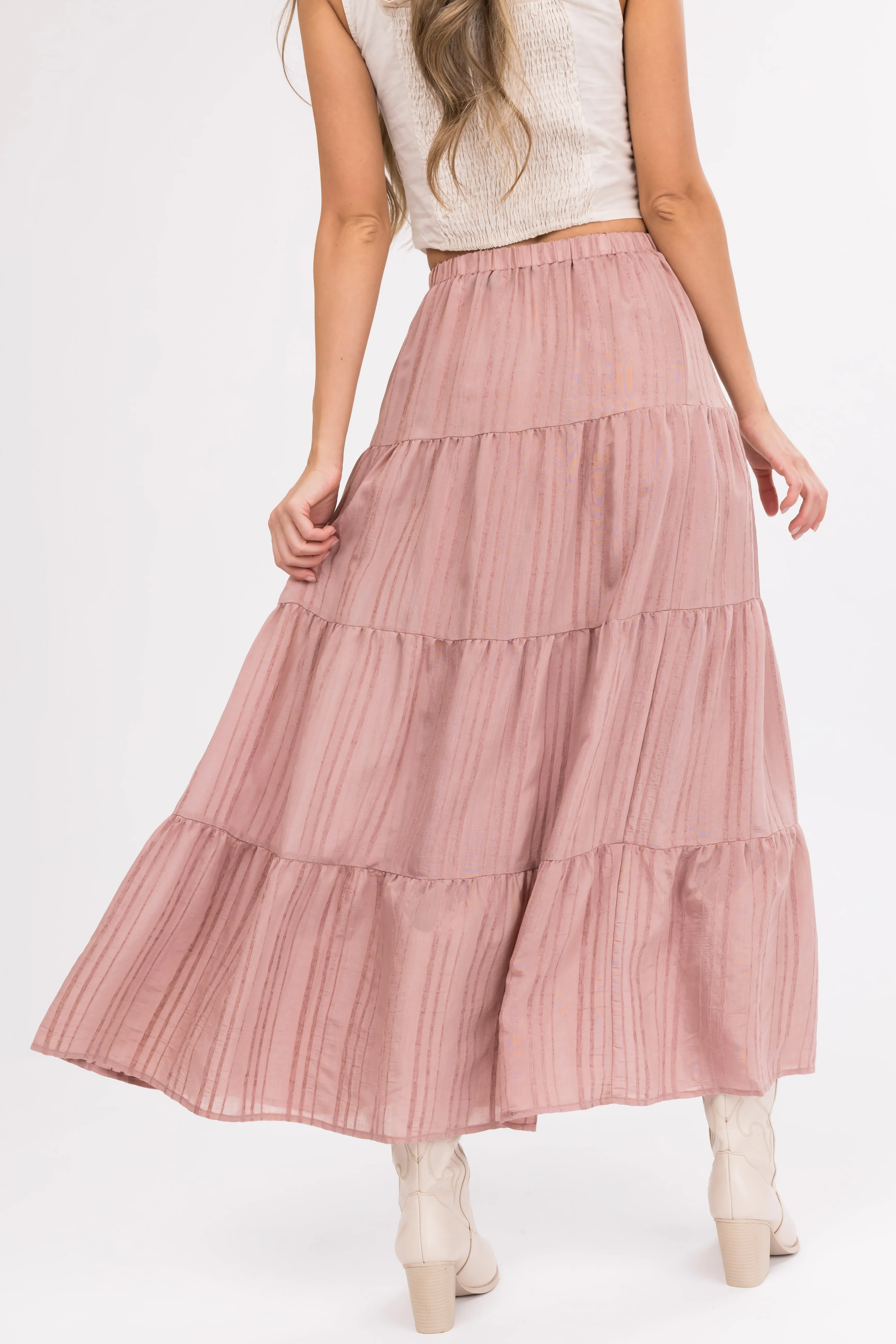 Vintage Rose Textured Tiered Maxi Skirt sold by Lime Lush product image thumbnail 4