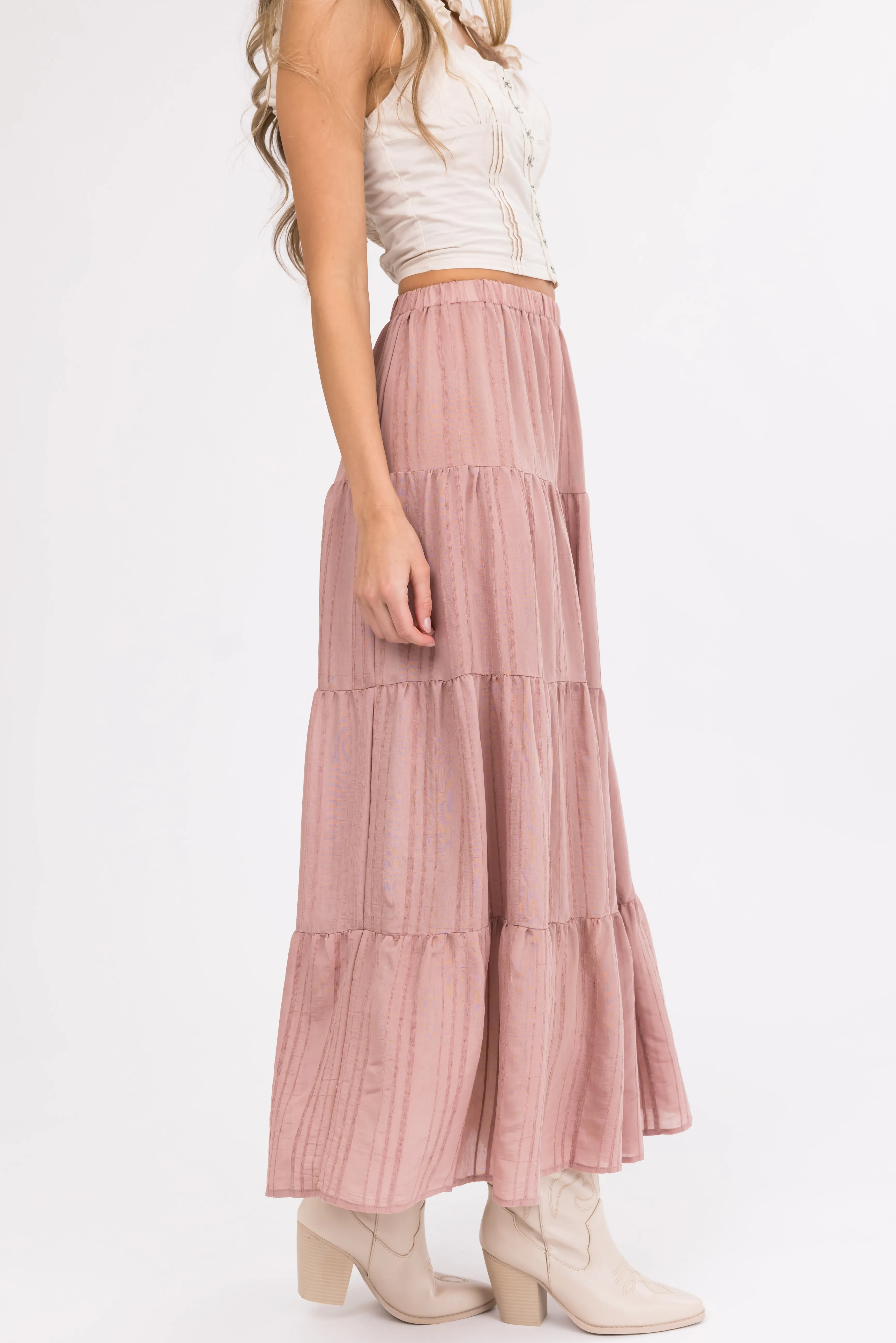 Vintage Rose Textured Tiered Maxi Skirt sold by Lime Lush product image thumbnail 3