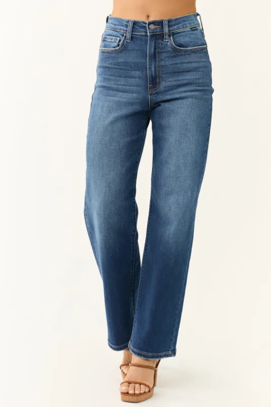 Cello Dark Wash Wide Leg High Rise Jeans sold by Lime Lush