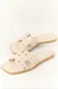 Almond Eyelet Detail Slip On Flat Sandals sold by Lime Lush