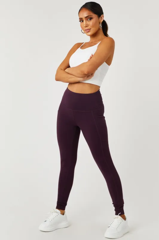 Eggplant Cotton Leggings with Pockets sold by Lime Lush