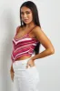 Raspberry Striped Crochet Knit Cropped Tank Top sold by Lime Lush