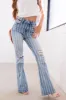Cello Light Wash Striped High Rise Flare Jeans sold by Lime Lush