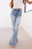 Cello Light Wash Striped High Rise Flare Jeans sold by Lime Lush