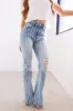 Cello Light Wash Striped High Rise Flare Jeans sold by Lime Lush