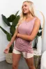 Dusty Rose Ruched Side Stretchy Knit Tank Top sold by Lime Lush