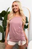 Dusty Rose Ruched Side Stretchy Knit Tank Top sold by Lime Lush