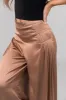 Nude Pleated Sides Wide Leg Satin Pants sold by Lime Lush