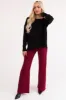 Black Long Sleeve Front Seam Knit Sweater sold by Lime Lush