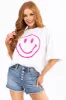 White Neon Smiley Half Sleeve Graphic Tee sold by Lime Lush