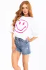 White Neon Smiley Half Sleeve Graphic Tee sold by Lime Lush