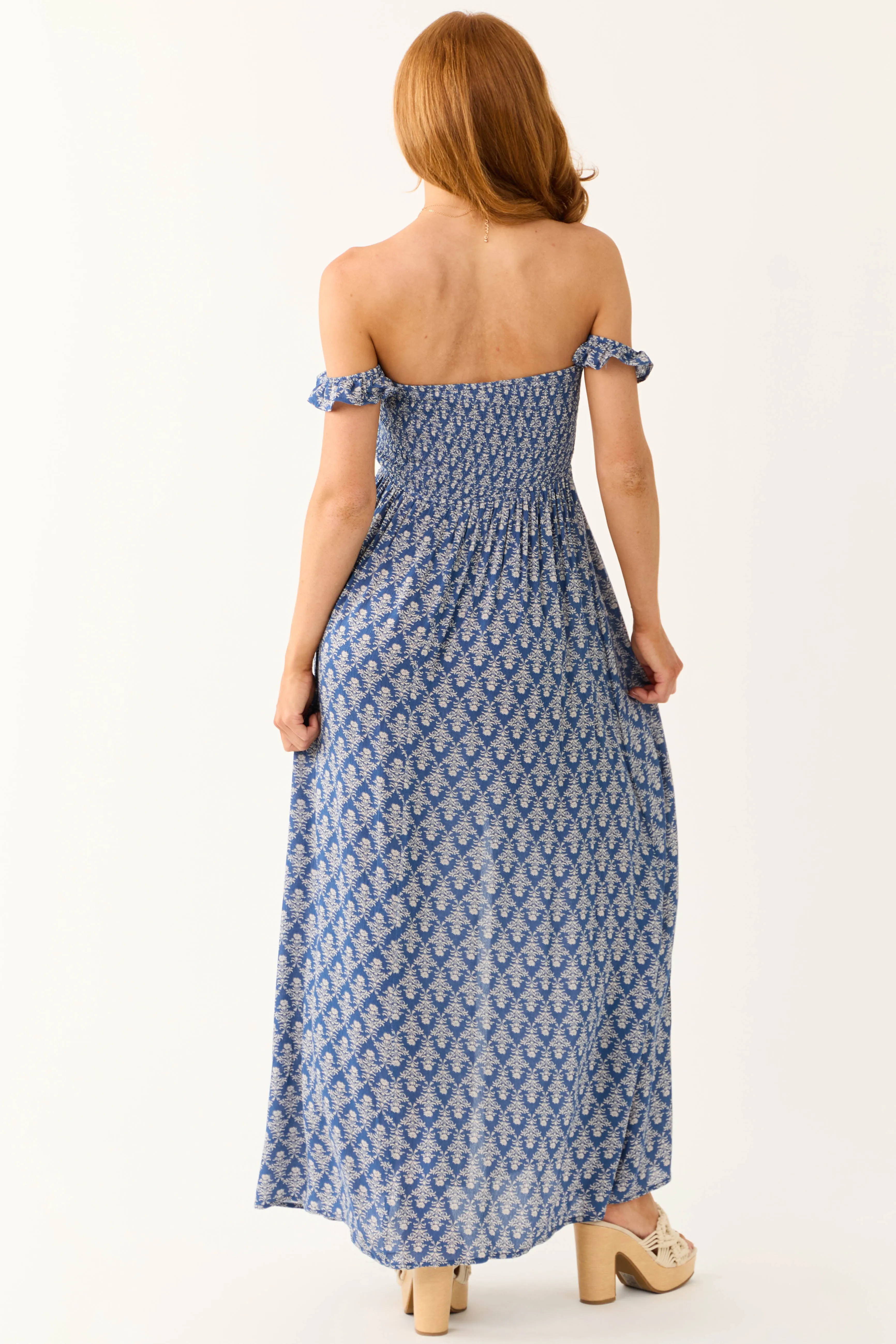 Cobalt Printed Off the Shoulder Maxi Dress sold by Lime Lush product image thumbnail 5