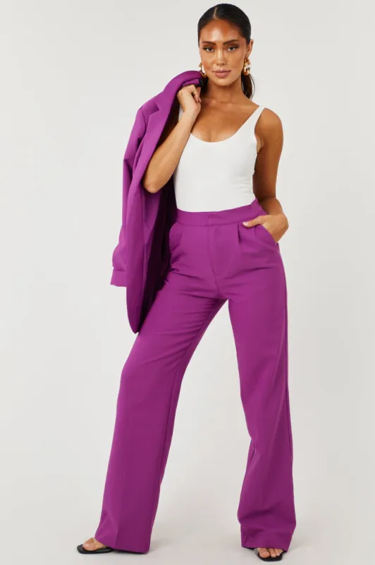 Emily Boysenberry Wide Leg Elastic Waist Woven Pants sold by Lime Lush