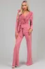 Dusty Blush Ruffle Neckline Floral Lace Jumpsuit sold by Lime Lush