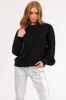 Black Soft Pullover with Balloon Sleeves sold by Lime Lush