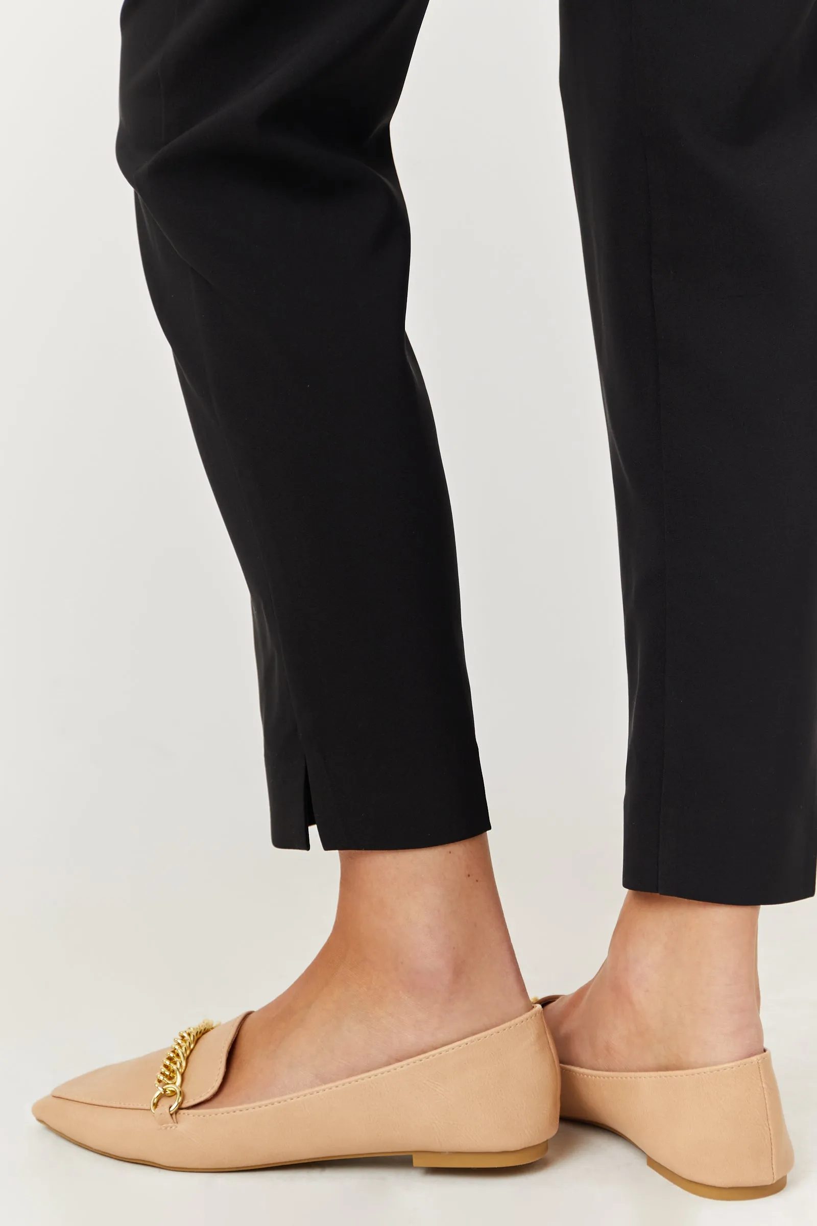 Nude Faux Leather Pointed Toe Gold Chain Loafers sold by Lime Lush product image thumbnail 3