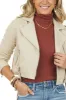 Camel Faux Suede Zip Up Cropped Moto Jacket sold by Lime Lush