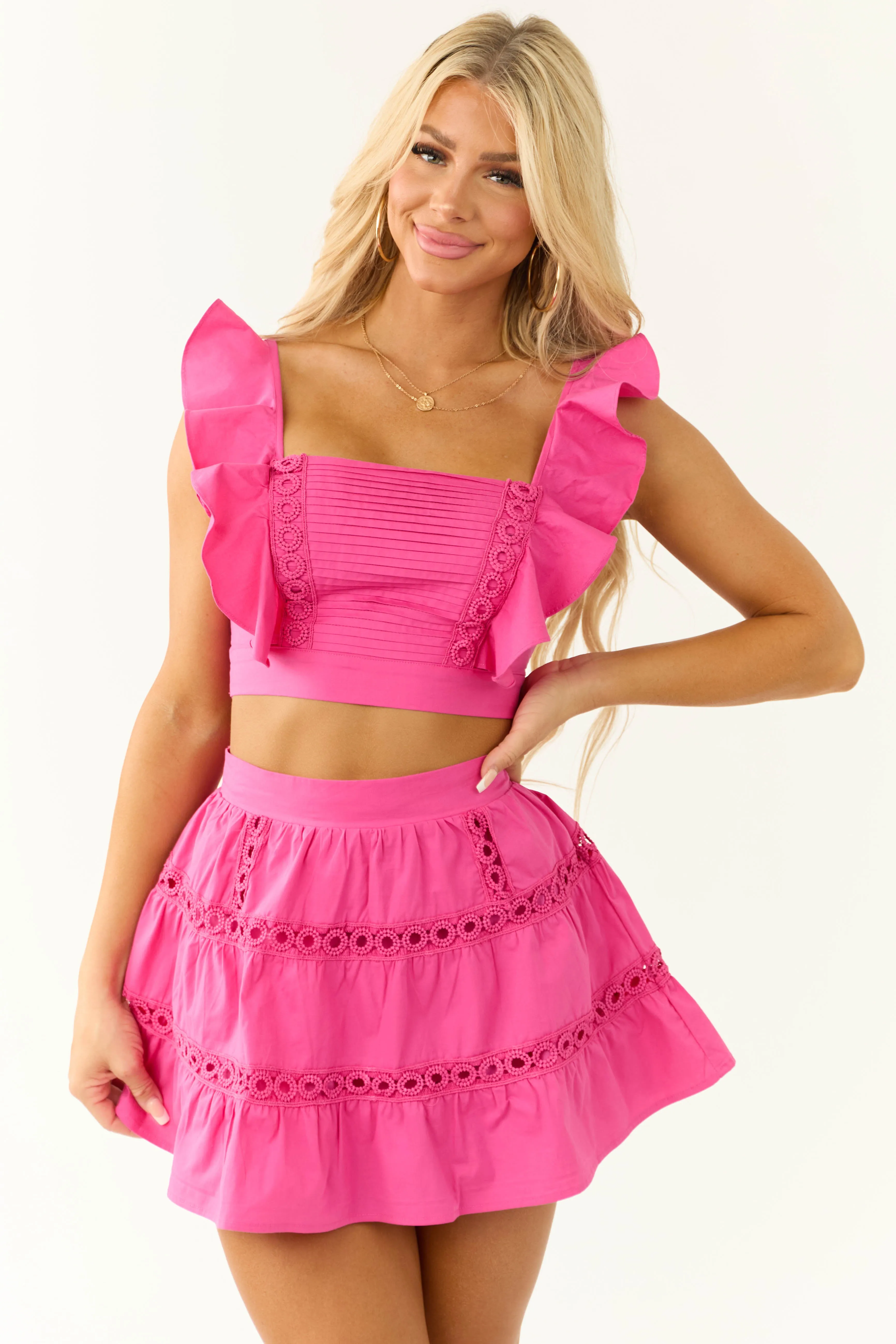 Magenta Ruffle Top and Skirt Set sold by Lime Lush product image thumbnail 3