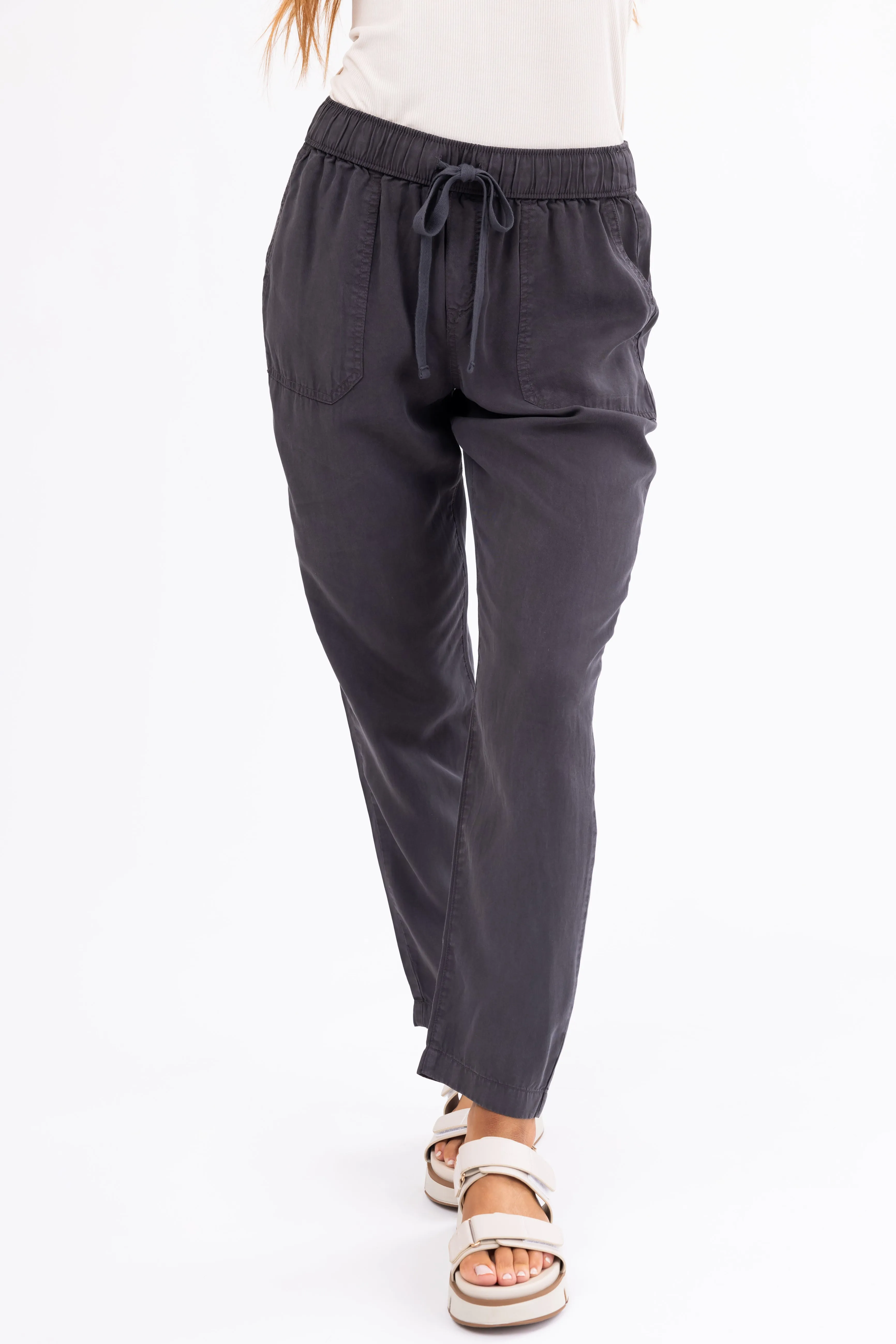 Charcoal Straight Leg Drawstring Soft Pants sold by Lime Lush product image thumbnail 2