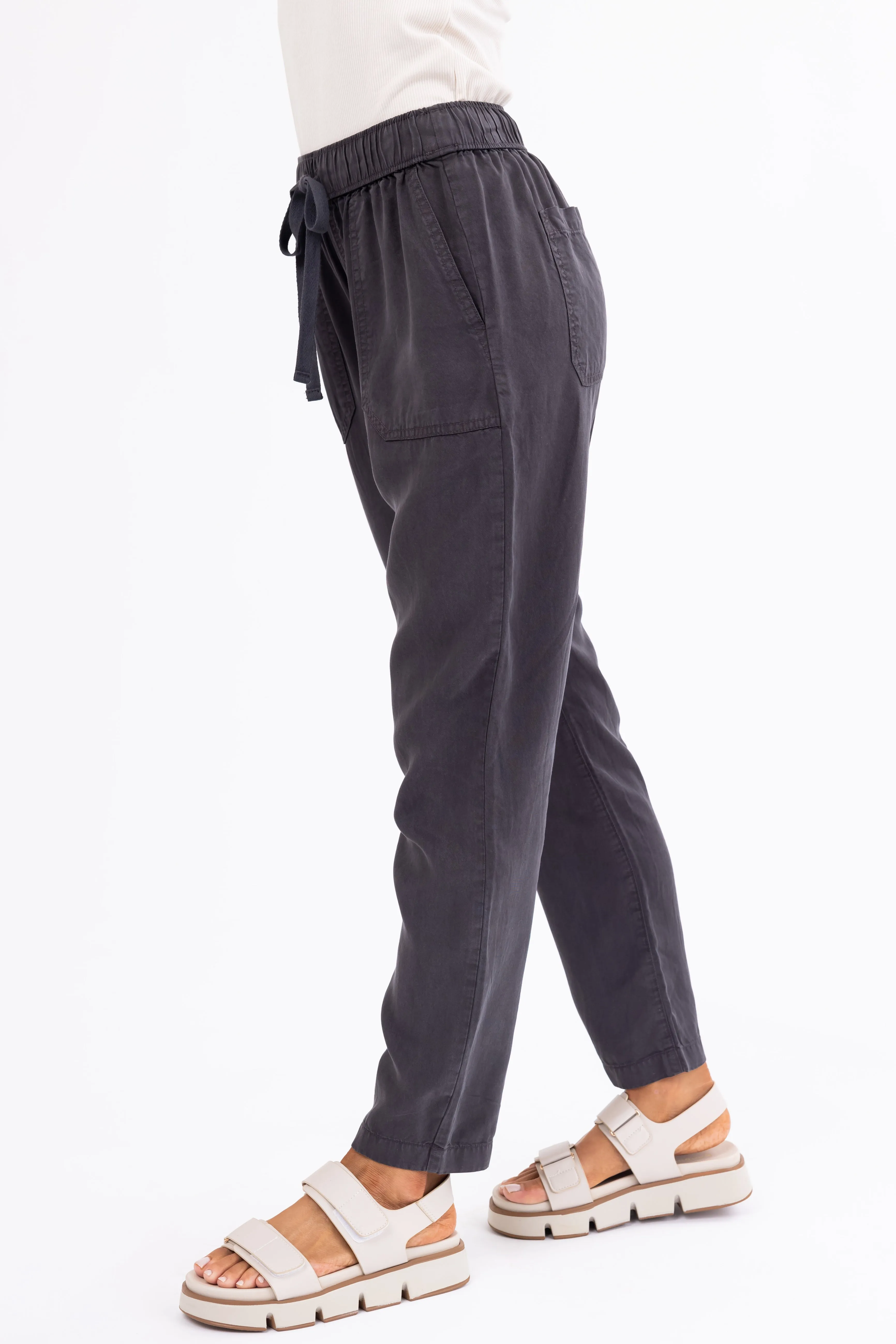 Charcoal Straight Leg Drawstring Soft Pants sold by Lime Lush product image thumbnail 3