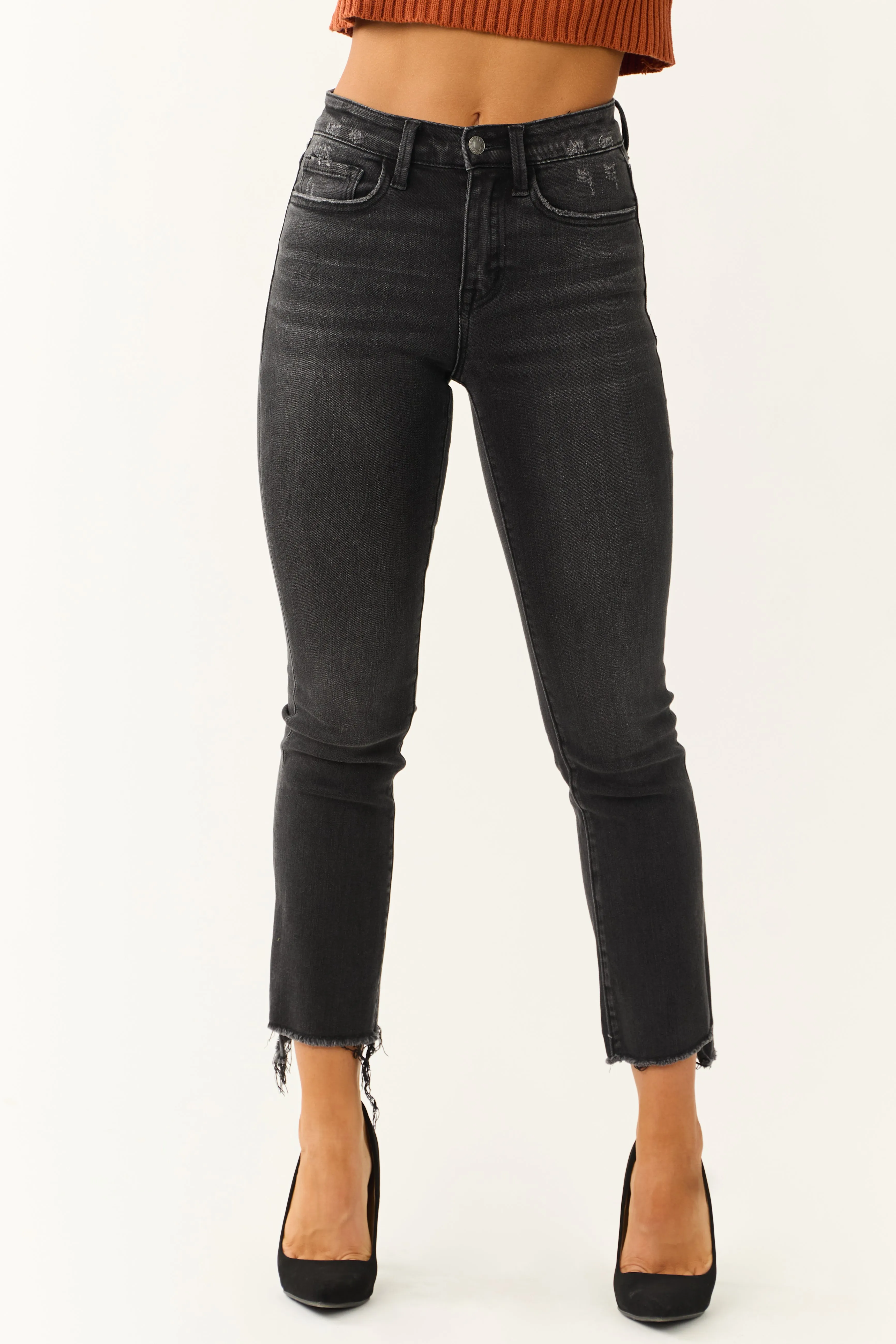 Vervet Black Washed High Rise Skinny Straight Jeans sold by Lime Lush