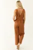 Spice Sleeveless Deep V Neck Denim Jumpsuit sold by Lime Lush