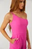 Magenta One Shoulder Double Strap Romper sold by Lime Lush