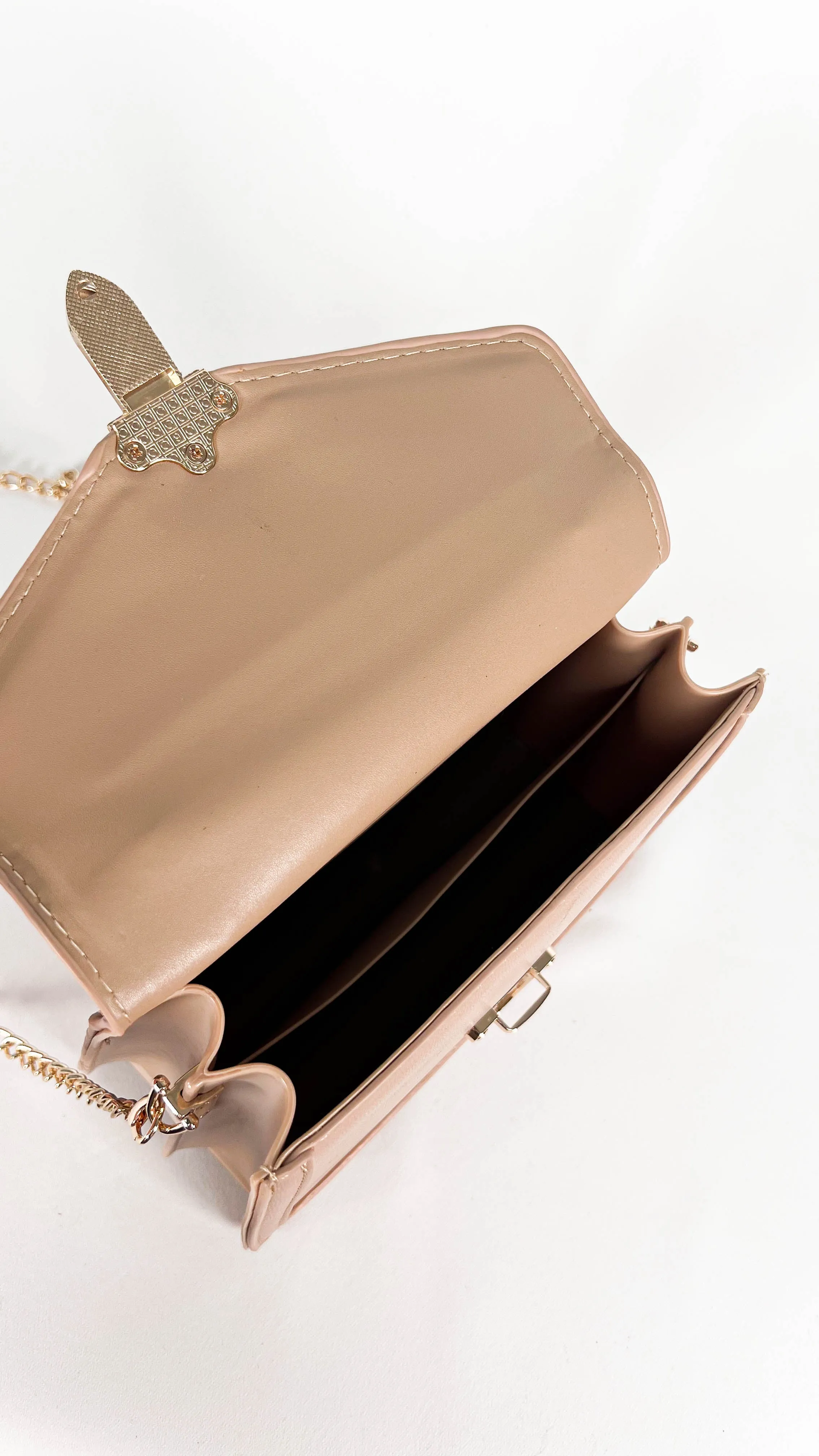 Nude Faux Leather Purse with Gold Chain sold by Lime Lush product image thumbnail 4