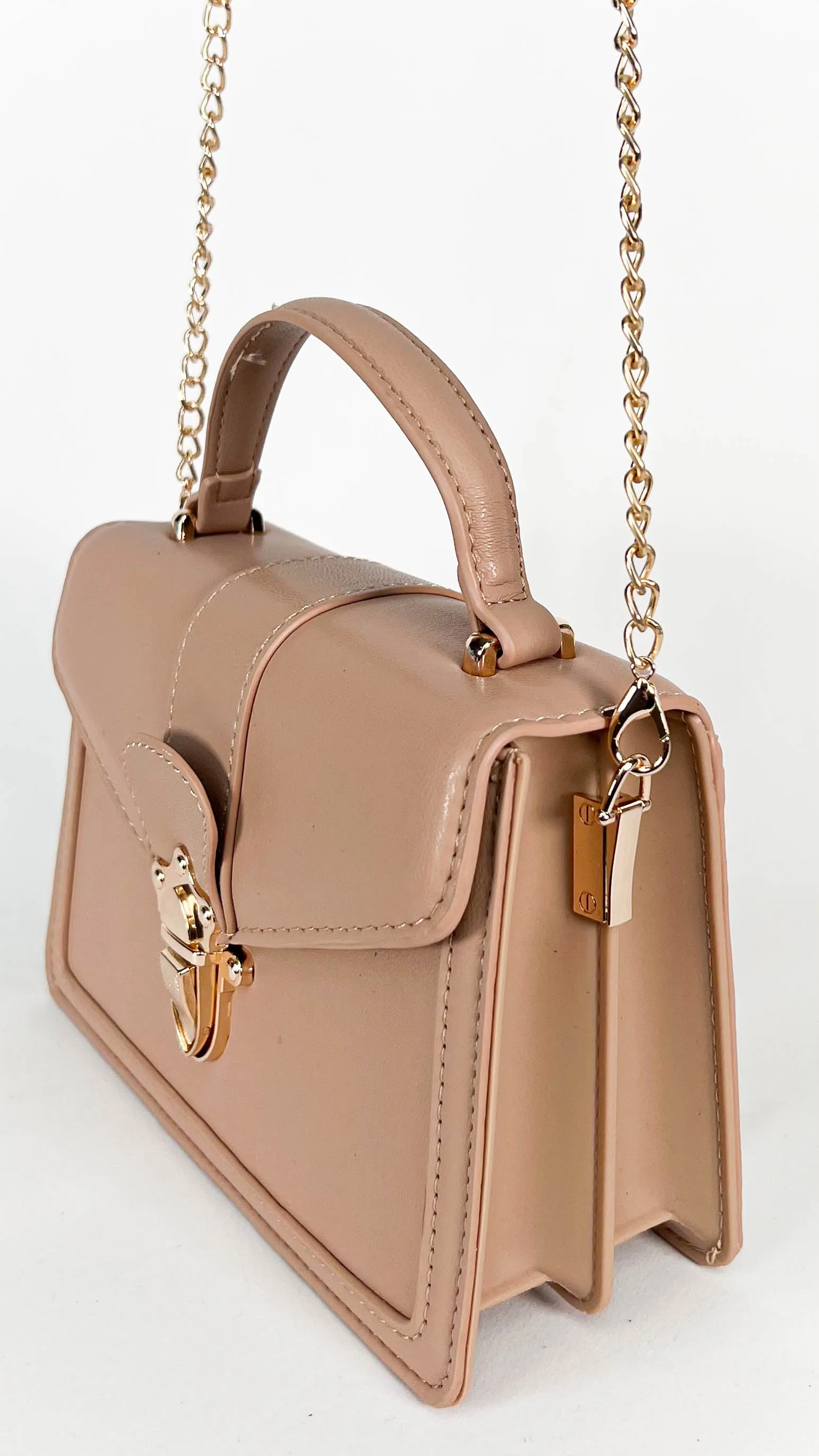 Nude Faux Leather Purse with Gold Chain sold by Lime Lush product image thumbnail 3