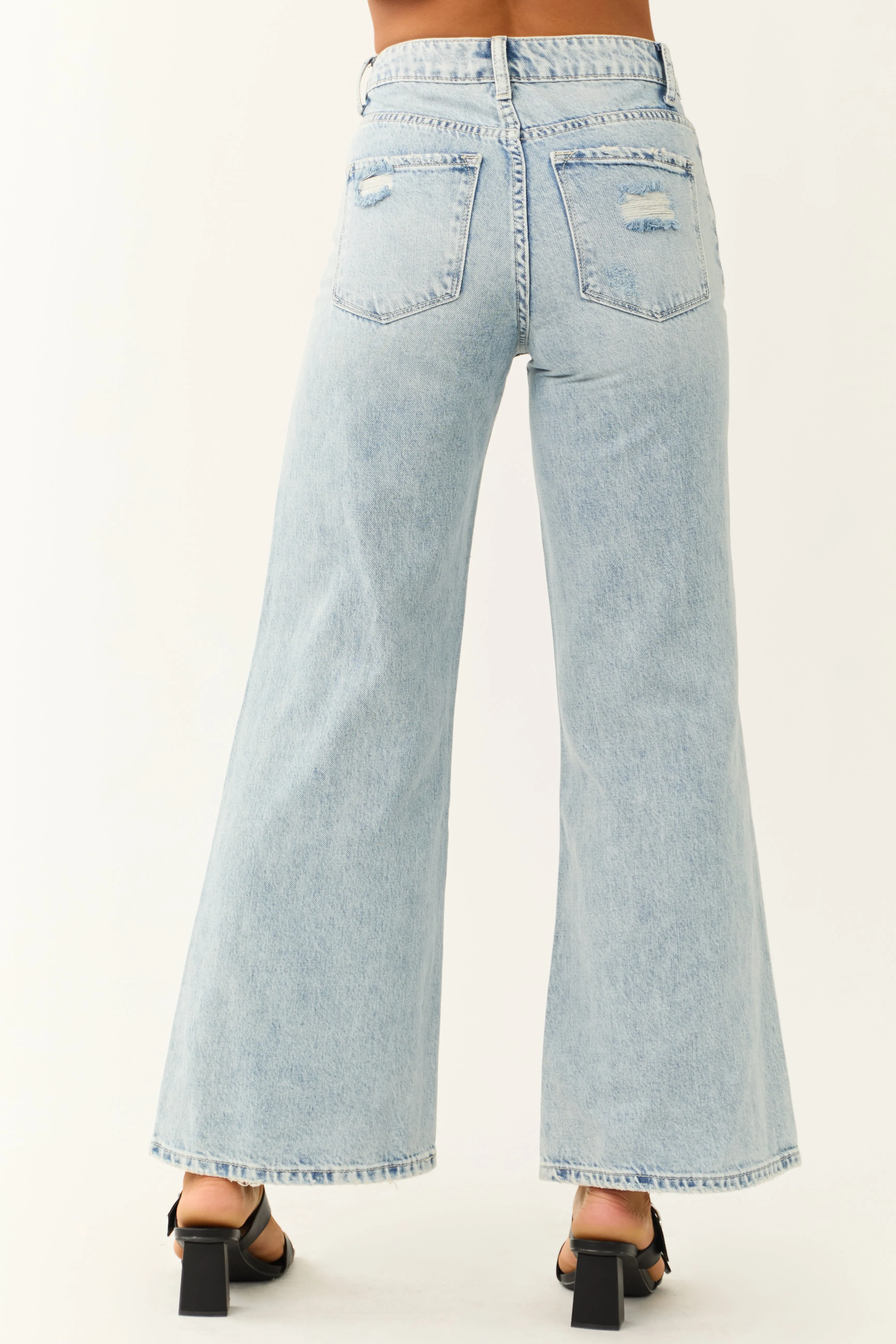 Vervet Light Wash High Rise Wide Leg Jeans sold by Lime Lush product image thumbnail 4