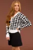 Black and White Houndstooth Button Down Cardigan sold by Lime Lush